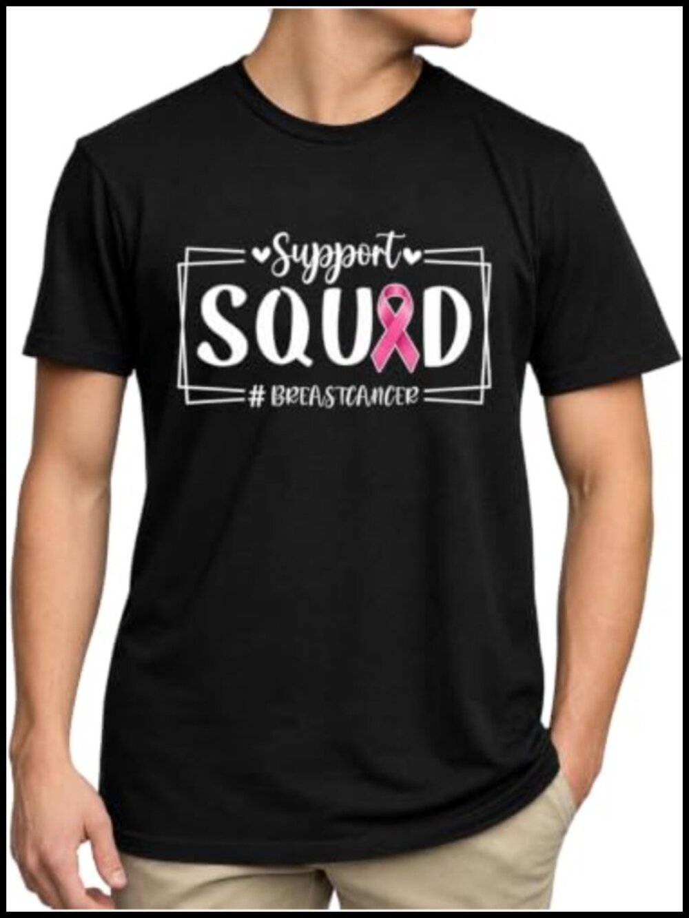 Breast Cancer Awareness Cotton Blend Crewneck Tee Support Shirt